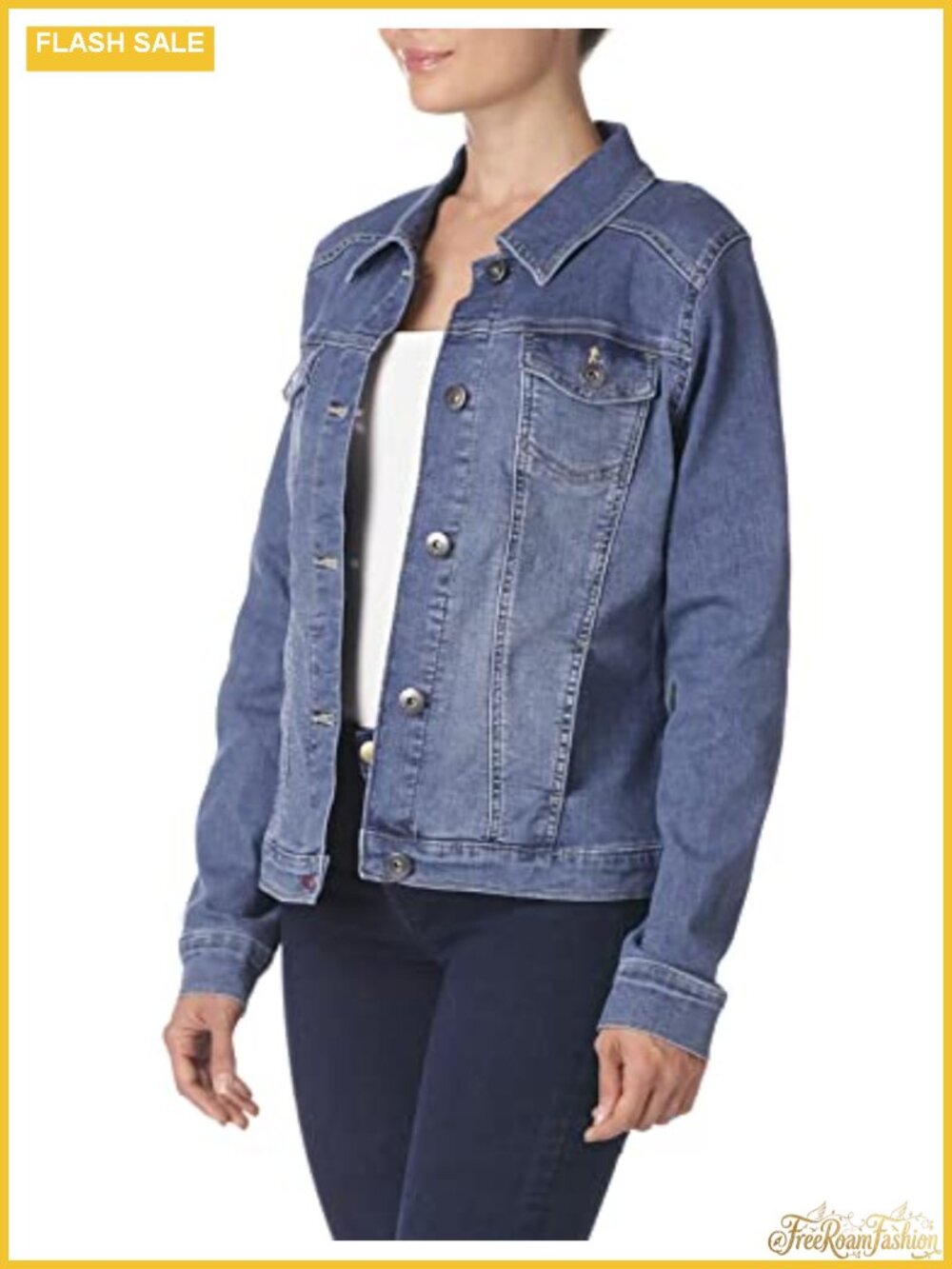 Classic Stretch Denim Jacket with Pockets - Picture 3 of 5